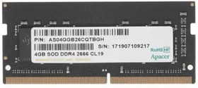 Фото 1/6 Модуль памяти для ноутбука SODIMM 4GB DDR4-2666 ES.04G2V.KNH APACER