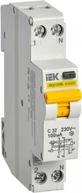 Фото 1/2 IEK KARAT Дифференциальный автоматический выключатель АВДТ32МL С32 100мА KARAT