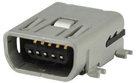Фото 1/2 UJ2-MABH-2-SMT-TR, USB Connectors USB 2.0 mini AB jack 5 pin Horizontal SM
