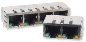 HFJ12-1G16ER-L11RL, Modular Connectors / Ethernet Connectors GIGABIT 1x2 Tab Down RJ45 w/mag G/G LED