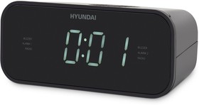 Фото 1/7 Радиобудильник Hyundai H-RCL221 черный LCD подсв:белая часы:цифровые FM