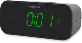 Фото 1/10 Радиобудильник Hyundai H-RCL221 черный LCD подсв:зеленая часы:цифровые FM