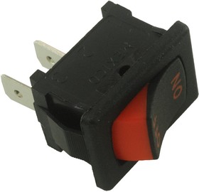Фото 1/2 651122-BB-1V, Rocker Switches 1-pole, ON - None - OFF, 10A 125-250VAC 1/4 HP, Non-Illuminated Matte Black with Visi-Red Visi-Rocker Switch w