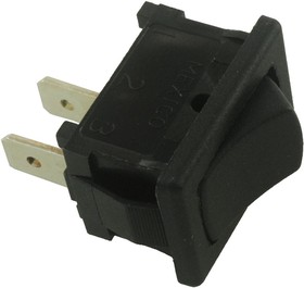 Фото 1/2 651262-BB-0N, Rocker Switches 1-pole, (ON) - None - OFF, 10A 125-250VAC 1/4 HP, Non-Illuminated Matte Black Rocker Switch with .187 Tab (Q.C