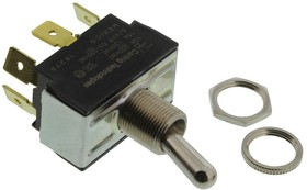 Фото 1/2 6GM5B-73, Toggle Switches 2-pole, ON - OFF - (ON), 10A/15A 250VAC/125VAC 3/4 HP, Non-Illuminated Bat Style Toggle Switch with .250 Tab (Q.C