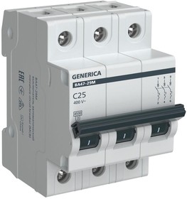 Выключатель автоматический модульный 3п C 25А 4.5кА ВА47-29М GENERICA MVA21-3-025-C-G