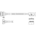 Кабель JPC P7360Gb00800-1 Cable MCIO x8 74P (прямой Straight Type) -TO- MCIO x8 74P (угловой Right Exit), 85 Ohm, L:80cm
