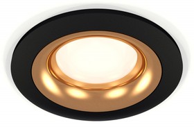 Фото 1/2 Ambrella Комплект встраиваемого светильника XC7622005 SBK/PYG черный песок/золото желтое полированное MR16 GU5.3 (C7622, N7014)