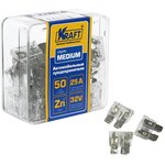 KT 870006, Предохранитель флажковый медиум набор 25А 50шт пласт.кор. Kraft