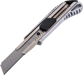 Фото 1/4 Нож с выдвижным лезвием 18 мм, металллический корпус, автоматический фиксатор, Вихрь, , шт
