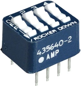 435640-2, DIP Switches / SIP Switches 4 POS TOP RCKR UNSLD