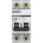 Автоматический выключатель 2P 10А (C) 4,5кА ВА 47-29 Basic mcb4729-2-10C