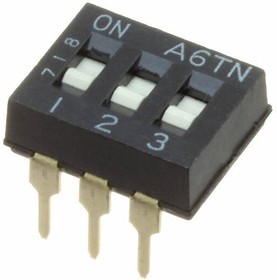 A6TN-3101, DIP Switches / SIP Switches Slide Type DIP (Wht) 3Pin, Flat Actuator