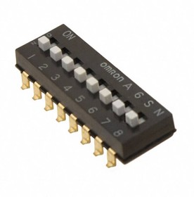 Фото 1/2 A6SN-8104, DIP Switches / SIP Switches 8P Knife-Edge, 2.3mm Slide SMT Raised-Ac