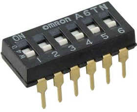 A6TN-6101, DIP Switches / SIP Switches Slide Type DIP (Wht) 6Pin, Flat Actuator