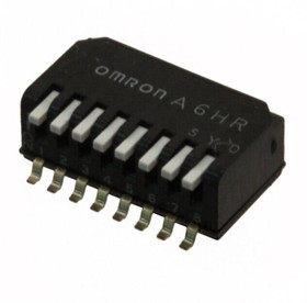 Фото 1/2 A6HR-8104, DIP Switches / SIP Switches 8P Half-Pitch, 2.3mm Piano-Type White Ac