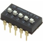 A6TN-5104, DIP Switches / SIP Switches Slide Type DIP (Wht) 5Pin, Raised Act.