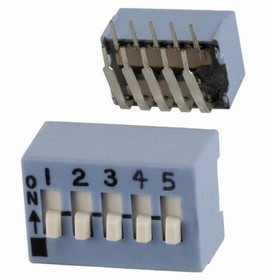 206-5RAST, DIP Switches / SIP Switches SPST Right Angle 5 switch sections