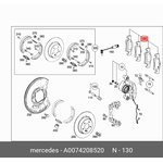 A0074208520, Колодки тормозные MERCEDES C (W204) задние (4шт.) OE