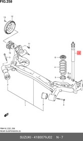 4180079J02, АМОРТИЗАТОР ЗАДНИЙ SUZUKI SX4 (ХОД СЖАТИЯ 315-385Н, ХОД ОТБОЯ 1 [ORG]