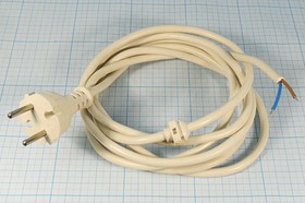 Шнур питания штекер CEE7/16-кабель 2L, 0,75м/2x0,5, 2,5/250, черный