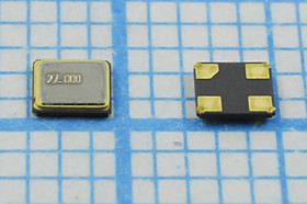 Кварцевый резонатор 27000 кГц, корпус SMD02520C4, нагрузочная емкость 12 пФ, точность настройки 10 ppm, стабильность частоты 30/-40~85C ppm/