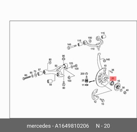 Подшипник ступицы передний MERCEDES-BENZ A164 981 02 06