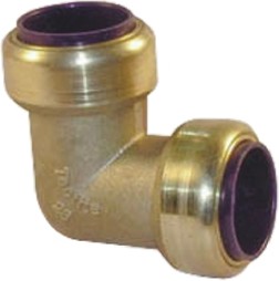 65524, Brass Pipe Fitting, 90° Push Fit Elbow, Female to Female 22mm