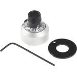 22.2mm Chrome Potentiometer Knob for 6.35mm Shaft Splined, 18A11B10