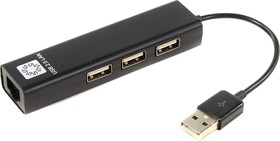 Сетевая карта 3хпортовый USB разветвитель USB2.0 RJ45 100мегабит 10см UA2-45-06BK