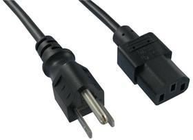 312019-01, Cable; 3x14AWG; IEC C13 female,NEMA 5-15 (B) plug; PVC; 3m; black
