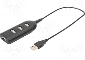 AB-50001-1, Hub USB; USB A socket x4,USB A plug; USB 2.0; black; 480Mbps