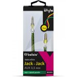 BS1051, Аудио-кабель Jack - Jack, плоский, 1м, черно-зеленый (OBSOLETE)