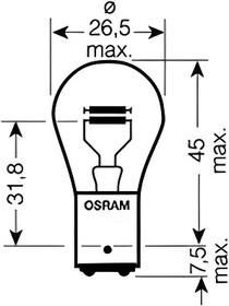 Фото 1/2 7537TSP, Лампа 24 В 21/5 Вт 2х-контактная металлический цоколь 10 шт. Osram