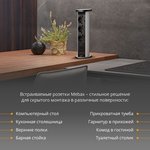 Блок розеток 105W 3 секции Чёрный Механический d=60мм 2 USB влагозащита,