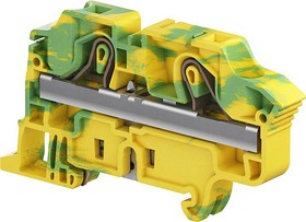 Фото 1/4 1SNK710150R0000, ZK10 Series Green, Yellow Standard Din Rail Terminal, 10mm², Single-Level, Spring Clamp Termination