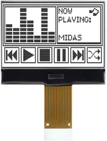MCCOG128064B12W-FPTLW, Графический ЖК-дисплей, 128 x 64 Пикселей, Черный на Белом, 3.3В, Параллельный, SPI