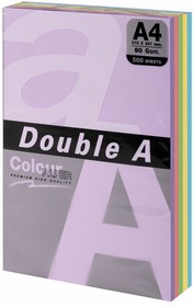 Фото 1/7 Бумага цветная DOUBLE A, А4, 80 г/м2, 500 л. (5 цветов x 100 листов), микс пастель