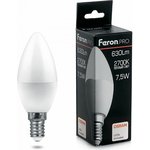 38053, Лампа светодиодная LED 7.5вт Е14 теплый матовая свеча Feron.PRO