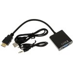 Переходник GoPower HDMI (m)-VGA (f) с питанием со звуком черный (1/200)