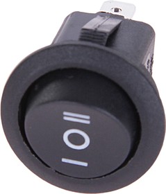 ПК-3, Выключатель клавиша 3-х позиционный круглый черный/серый FLASH-OFF-LIGHT