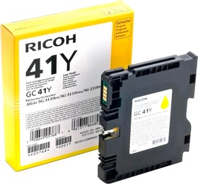 Фото 1/10 Ricoh GC 41YL (405764), Картридж для гелевого принтера повышенной емкости GC 41Y желтый