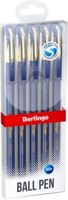 Фото 1/2 Шариковая ручка xGold синяя, 0.7 мм, игольчатый стержень, грип, 5 шт, PET бокс CBp_07500_5