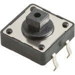 430476073716, Black Button Tactile Switch, SPST 50 mA @ 12 V dc 3.8mm Through Hole