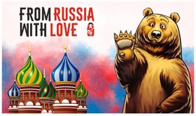 Прямоугольный флаг на липучке "FROM RUSSIA WITH LOVE" мишка S09202001