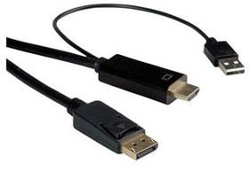 11045993, Video Cable, DisplayPort Plug - HDMI Plug/USB-A Plug, 3840 x 2160, 3m