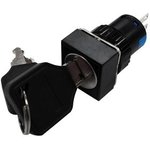 RND 210-00792, Industrial Keylock Switch 16mm 1CO 220 VAC 2-Pos 90° Momentary ...