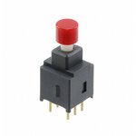 AB25AP-FC, Pushbutton Switches ON-(ON) .201 RED CAP STRAIGHT PC .4VA