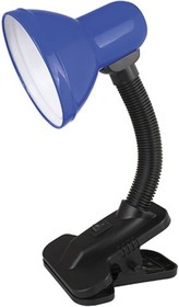 Фото 1/2 Настольный светильник с прищепкой, синий 230В, 60Вт, E27, ЛОН UF-320P C06 12372