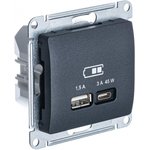 Розетка USB Glossa тип A+C 45Вт QC PD высокоскор. ЗУ механизм антрацит SE GSL000729